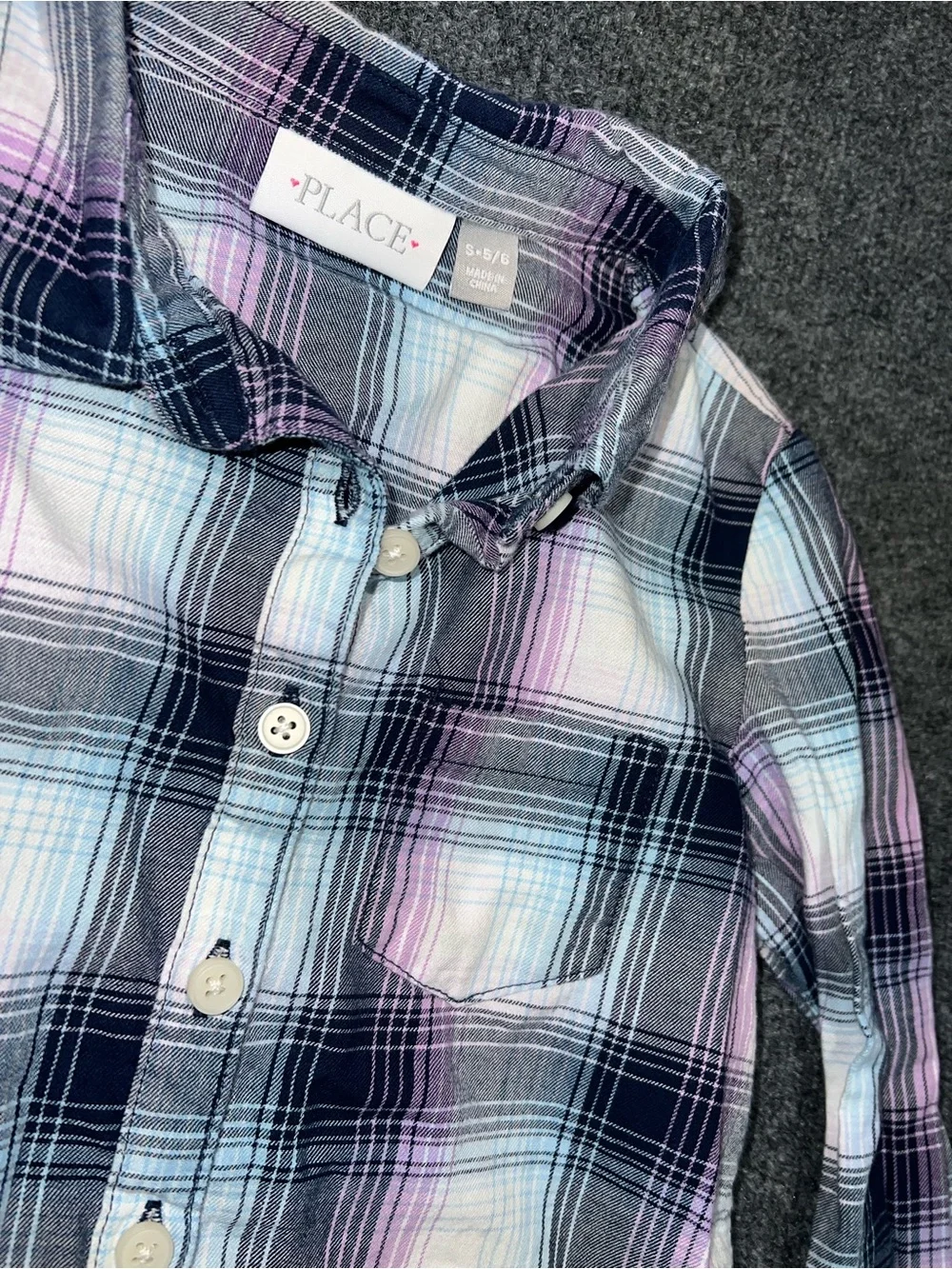 The Children's Place White, Navy & Pink Plaid Button-Down Shirt